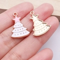 Pink and white Christmas tree alloy pendant charms for DIY jewelry making and bracelets - Pink Christmas Star Xmas Tree Style (24981)
