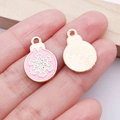 Pink and rose gold snowflake charm pendant for DIY bracelets and necklaces accessory - Pink Round Christmas Snowflake Style (25467)