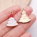 Colgante de árbol de Navidad de aleación con esmalte blanco para bisutería DIY - Árbol de Navidad Blanco con Estrella Roja