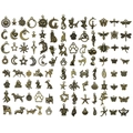 Assorted bronze alloy animal and celestial charms set for DIY jewelry and crafts - 100 Styles Antique Bronze Set