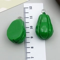 Colgante de chile verde de resina para bricolaje con aro de metal plateado - Calabaza Estereoscópica Verde