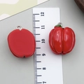 Mini colgante de pimiento rojo de resina para joyería DIY con aro de metal plateado - Pimiento Estereoscópico Rojo