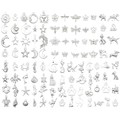 100pcs antique silver zinc alloy charms kit for DIY necklaces and jewelry making - 100 Styles Bright Silver Set
