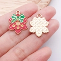 Breloques flocon de neige de Noël avec nœud coloré pour la fabrication de bijoux DIY - Flocon de Neige Noeud KC Gold Rouge (19682)