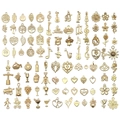 Mixed set of golden alloy heart and musical instrument charms for DIY jewelry making - 100 Styles KC Gold Set