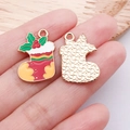 Pendentif chaussette de Noël en alliage avec émail rouge et dos doré pour bijoux DIY - Chaussette de Noël KC Gold Jaune (19684)