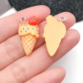Resin strawberry ice cream cone pendant with realistic texture for DIY jewelry making - Yellow Strawberry Cone (24548)