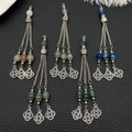 Fünf verschiedene Retro-Quastenanhänger aus Silberlegierung mit Edelsteinen im Boho-Stil - Zufällige 4 Stile Ethnische Quastenanhänger (sn1036)