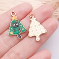 Pendentif sapin de Noël en alliage avec émail vert pour la création de bijoux DIY - Chat Sapin de Noël Vert (25254)
