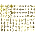 Assorted antique gold charms featuring bees, butterflies, stars and moon for DIY jewelry - 100 Styles Antique Gold Set