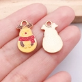 DIY Christmas snowman and elk alloy charms with yellow enamel and gold back finish - Yellow Christmas Elk Snowman (21057)