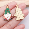 Christmas gnome pendant with green tree hat and red coat for DIY jewelry making - Green Christmas Gnome (21713)