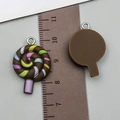 Lollipop shaped resin charm pendant with colorful spiral pattern for DIY keychains - Coffee Brown Resin Lollipop (24576)
