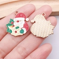 Christmas Santa Claus enamel alloy pendant charm with golden metal finish for DIY jewelry - Red Newspaper Santa (25274)