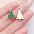 Pendentifs sapin de Noël en émail vert avec strass, vues de face et de l'envers du produit - Sapin de Noël Vert avec Strass (9903)