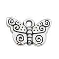 DIY alloy butterfly charm with intricate spiral textures for necklaces and bracelets - Spiral Texture Butterfly (17317)