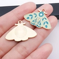 Green and blue moth alloy charms with star pattern and gold plated back for DIY jewelry - Green Butterfly (18691)