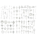 Antique silver alloy sewing charms featuring scissors and sewing machine pendants - 100 Styles Bright Silver Set