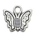 Antique silver hollow butterfly charm with etched textures for DIY jewelry necklaces - Dot Texture Butterfly (17318)