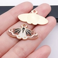 Brown moth enamel butterfly pendant with moon pattern for DIY jewelry crafts - Brown Butterfly (18693)