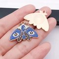 Blue celestial moth charm pendant with moon and star patterns for DIY jewelry making - Blue Butterfly (18695)