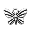Silver vintage style butterfly metal charm with antique finish for DIY jewelry making - Vein Texture Butterfly (7125)