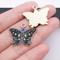 Golden butterfly alloy pendant with black enamel star and moon celestial patterns - Black Butterfly (18696)