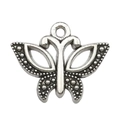 DIY hollow butterfly charm in antique silver alloy with dotted texture and ring - Dotted Decoration Butterfly (7627)