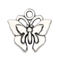 Silver butterfly charm pendant in vintage alloy for DIY jewelry necklaces and earrings - Symmetrical Butterfly Style (10046)