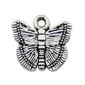 DIY antique silver butterfly charm with intricate wing textures for handmade jewelry making - Dot Matrix Butterfly (10049)