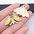 Yellow moth butterfly alloy charms for DIY jewelry making with enamel finish detail - Yellow Ginkgo Leaf Butterfly (18776)