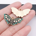 Golden butterfly alloy pendant with colorful enamel finish and detailed back texture - Black Pink Pink Rose Butterfly (18778)