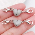Glow-in-the-dark luminous heart magnetic clasp with lobster hooks for DIY necklaces - Gray