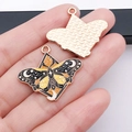 Gothic butterfly pendant with black and orange enamel star patterns for DIY jewelry - Yellow Rhombus Moon Butterfly (24989)
