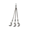 Ethnic silver-tone alloy tassel pendant with crescent moon shapes and hollow patterns - Crescent Moon Hollow Pattern Style (18844)