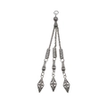 Ethnic tibetan silver alloy triple tassel pendant with intricate hollow diamond carving - Rhombus Hollow Pattern Style (18842)