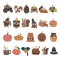 24pcs enamel Thanksgiving charm set with pumpkin turkey and autumn leaf motifs - Mixed 23pcs New Thanksgiving Enamel Pendants Set (SN929)