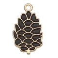 Colgante de piña de metal dorado y esmalte negro para creación de joyas DIY - 1 Colgante de Piña de Pino (19327)