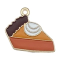 Colgante de pastel de calabaza esmaltado con bordes dorados para llaveros y joyas DIY - 1 Colgante de Pastel (19330)