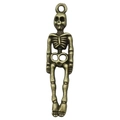 Vintage bronze skeleton skull pendant alloy charm with textured details for DIY jewelry - Long Skeleton Style (20100)