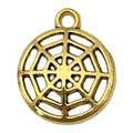 Antique gold finish circular spider web pendant with top loop for DIY jewelry making - Spider Web (20083)