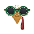 Colgante de esmalte de pavo con gafas de sol verdes y bordes dorados para joyería DIY - 1 Colgante de Pavo con Gafas (19334)
