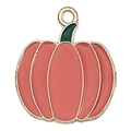 Colgante de calabaza rojo coral con bordes dorados para joyas DIY y llaveros - 1 Colgante de Calabaza (19344)