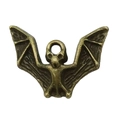 Antique bronze bat pendant with embossed texture for DIY gothic jewelry making - Large Bat Style (20105)