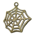 Antique bronze spider web charm pendant with detailed alloy finish for DIY jewelry crafts - Large Spider Web Style (20106)