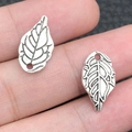 Vintage silver alloy leaf charms for DIY jewelry making with realistic leaf vein texture - Single Sided Leaf Style (10414)