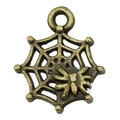 Vintage bronze spider web pendant charm for DIY jewelry making with spider relief - Spider Web Style (20109)