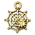 Antique gold spider web pendant with small spider detail for DIY jewelry making - Spider Web (20092)