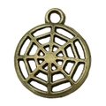 Antique bronze spider web pendant for DIY jewelry making in gothic hollow design - Spider Web Style (20110)