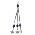 Ethnic silver-finish tassel pendant with blue lapis lazuli beads and Celtic knots - Blue Bead (21104)